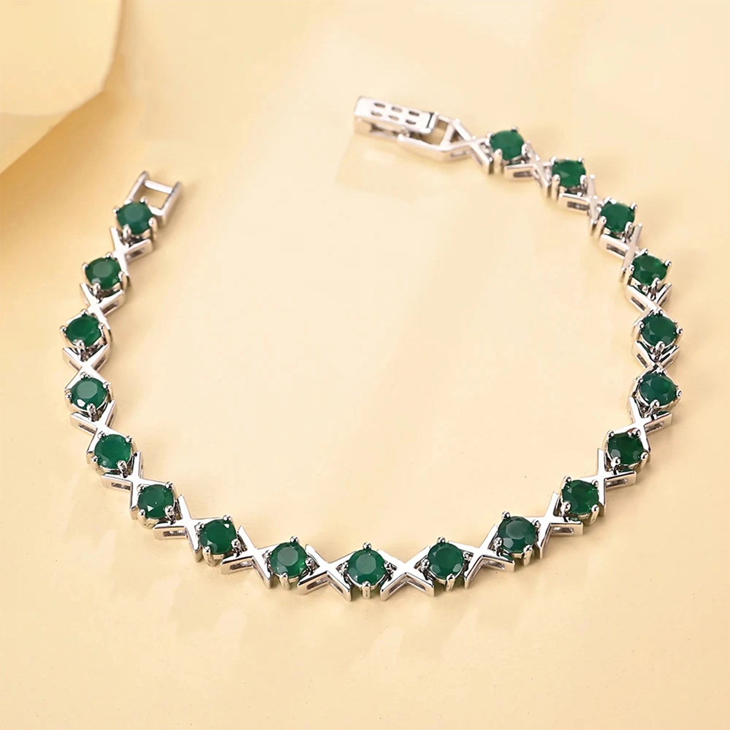 Green Agate Heart Design Bracelet